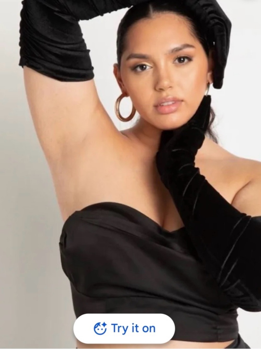 Eloquii Black Strapless Satin Bandeau Top
